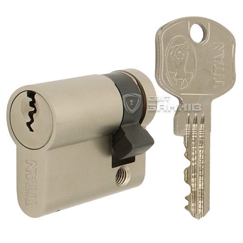 Циліндр половинка TITAN K1 ML 60 (50*10) нікель сатин 3 ключа - Фото №1