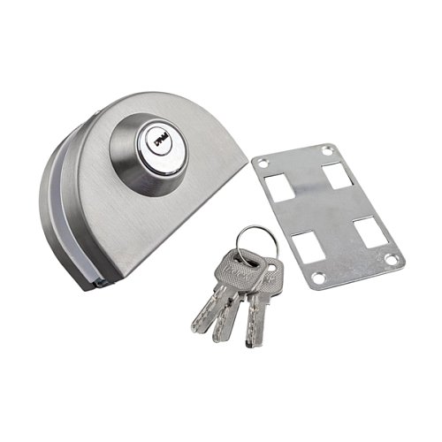 Замок накладной GLASS-M-TECH GL002 двойной для стеклянных дверей (стекло-стена) сатин - Фото №3