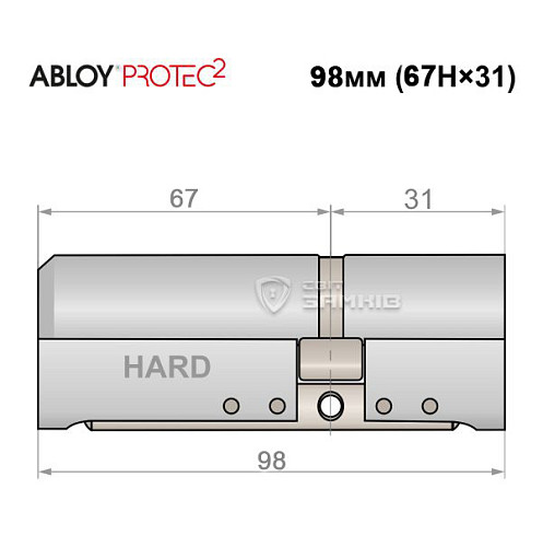 Циліндр ABLOY Protec2 98 (67H*31) (H - гартована сторона) хром полірований - Фото №4