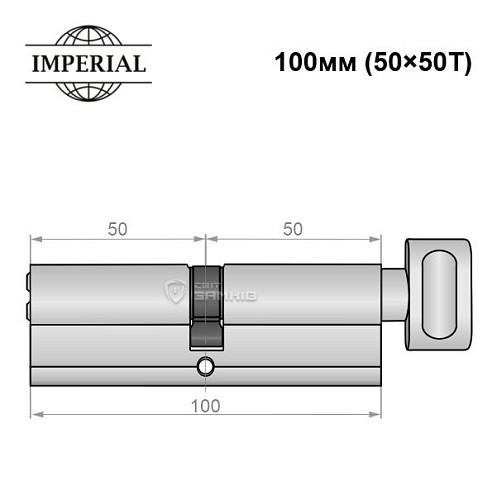 Циліндр IMPERIAL латунь 100T (50*50T) нікель сатин - Фото №4