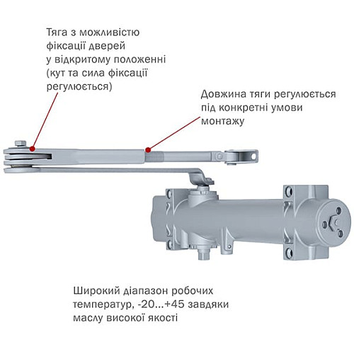 Дотягувач RYOBI DS-4550 BC/DA STD HO з фіксацією до 200кг Сірий - Фото №5