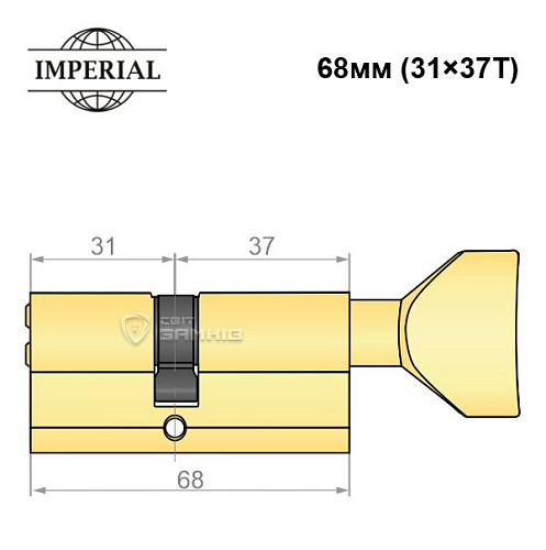 Цилиндр IMPERIAL 68T (31*37T) полированная латунь - Фото №5