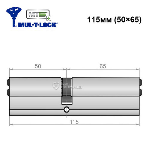 Цилиндр MUL-T-LOCK MTL800/MT5 + MOD 115 (50*65) (модульный) никель сатин - Фото №5