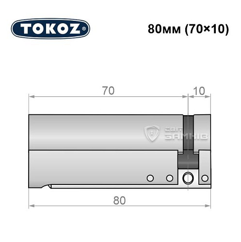 Циліндр половинка TOKOZ Pro300 80 (70*10) нікель матовий - Фото №5