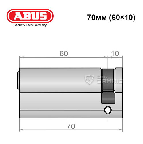 Цилиндр половинка ABUS S60P 70 (60*10) никель - Фото №5