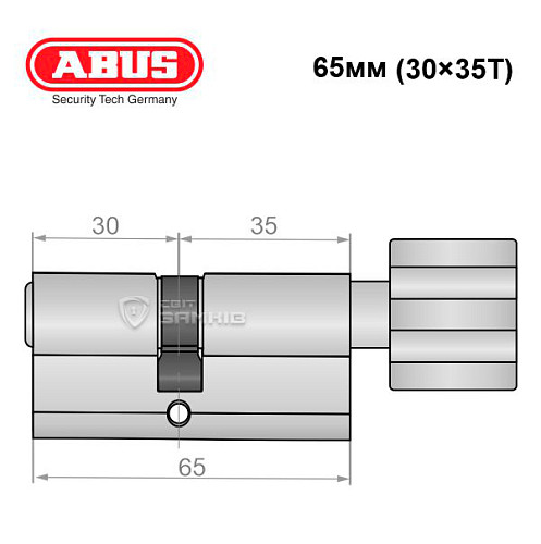 Циліндр ABUS Vitess 1000 65T (30*35T) нікель сатин - Фото №7