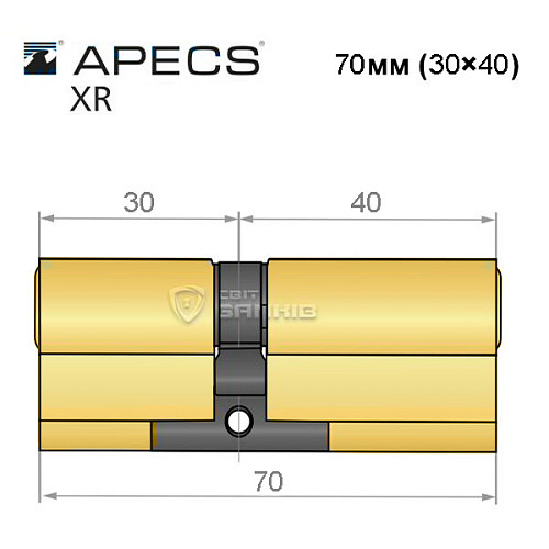 Цилиндр APECS XR 70 (30*40) латунь матовая - Фото №4