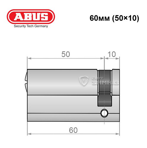 Циліндр половинка ABUS X12R 60 (50*10) нікель сатин 5 ключів - Фото №5
