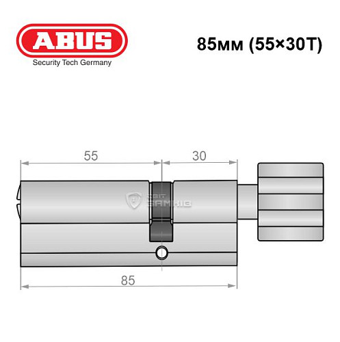 Циліндр ABUS X12R 85T (55*30T) нікель сатин - Фото №6