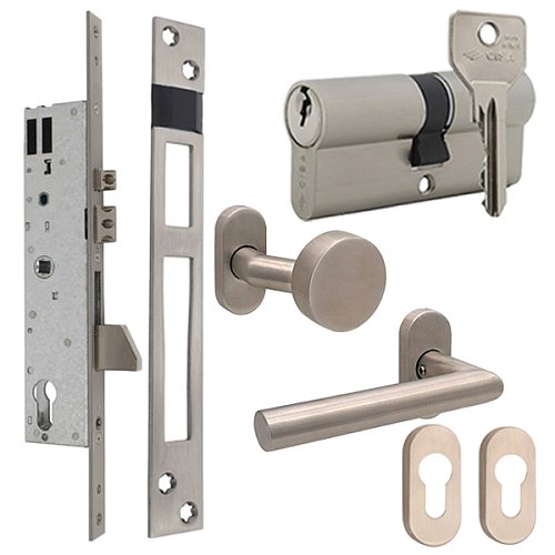 Комплект ел.мех.замка для хвіртки і воріт CISA 16215.25 (труба 40х40) з циліндром та ручками - Фото №1