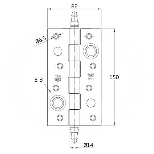 Петля AMIG мод.561 150х80 мм противовзломная черная - Фото №3
