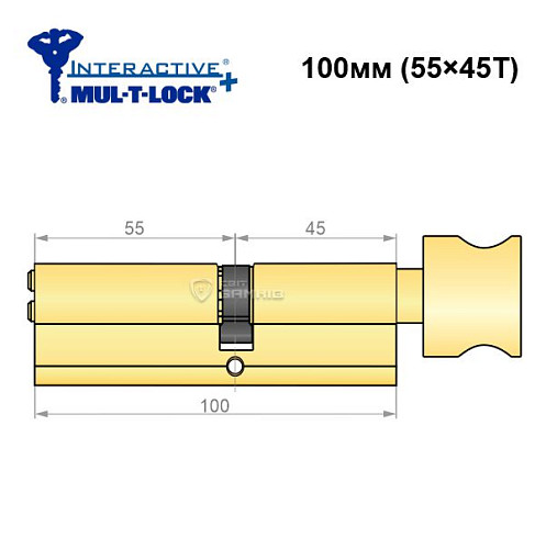 Цилиндр MUL-T-LOCK MTL600/IInteractive+ 100T (55*45T) латунь - Фото №6