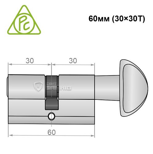 Цилиндр CORTELLEZZI PRIMO 117F 60T (30*30T) никель сатин - Фото №6