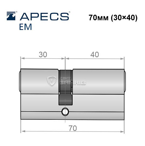 Цилиндр APECS EM 70 (30*40) никель сатин - Фото №4