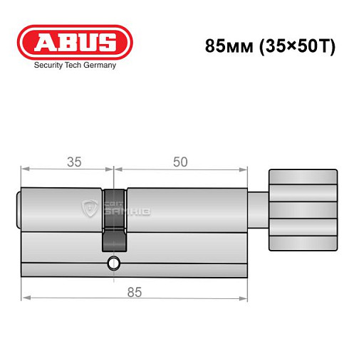 Циліндр ABUS Vitess 1000 85T (35*50T) нікель сатин - Фото №7