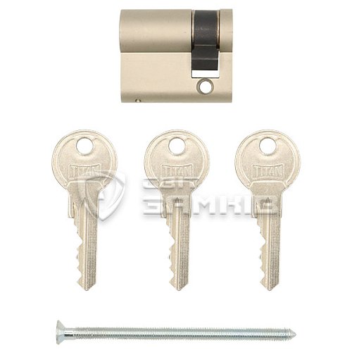 Цилиндр половинка TITAN K1 A 45 (35*10) никель сатин 5 ключей - Фото №6