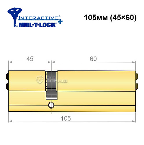 Циліндр MUL-T-LOCK MTL600/Interactive+ 105 (45*60) латунь - Фото №5