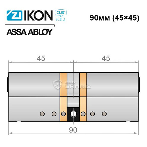 Цилиндр IKON e-CLIQ 90 (45i*45) никель сатин - Фото №4
