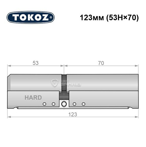 Циліндр TOKOZ Pro400 123 (53H*70) (H - гартована сторона) нікель матовий - Фото №5