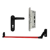 Комплект антипаники врезной CISA Fast Push 59607.10 для противопожарной двери красный-черный