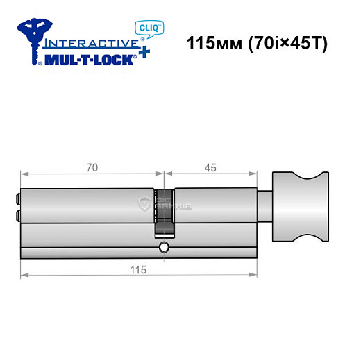 Циліндр MUL-T-LOCK MTL600/Interactive+ CLIQ 115T (70i*45T) нікель сатин - Фото №6