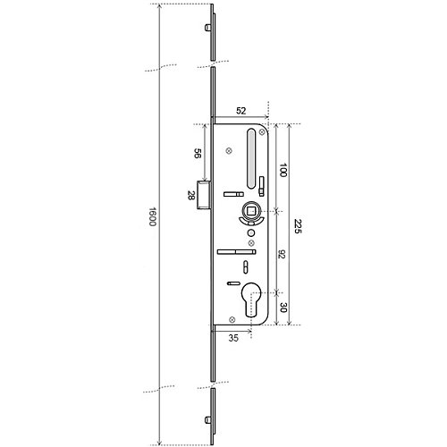 Механізм замка VORNE заскочка 35*92 мм рейка 1600 мм без ригеля - Фото №6
