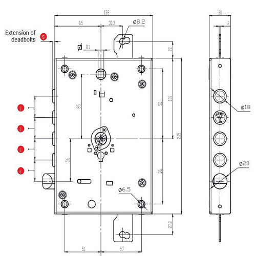 Механізм замка MUL-T-LOCK Omega PRO OMSMB1A0328/blue insert 3в1 (BS65*85мм) без торцевої планки - Фото №11