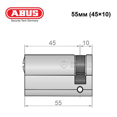 Циліндр половинка ABUS X12R 55 (45*10) нікель сатин 5 ключів - Фото №5