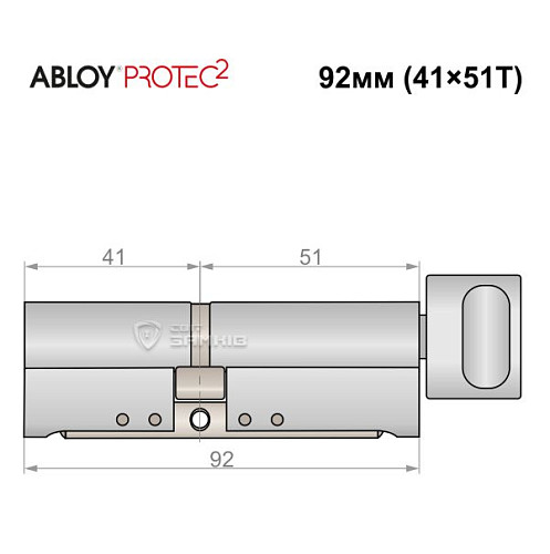 Циліндр ABLOY Protec2 92T (41*51T) хром полірований - Фото №5