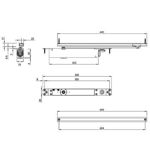 Дотягувач прихований CISA D8200.03.0.97 CAM SLD до 80 кг FIRE сірий - Фото №13