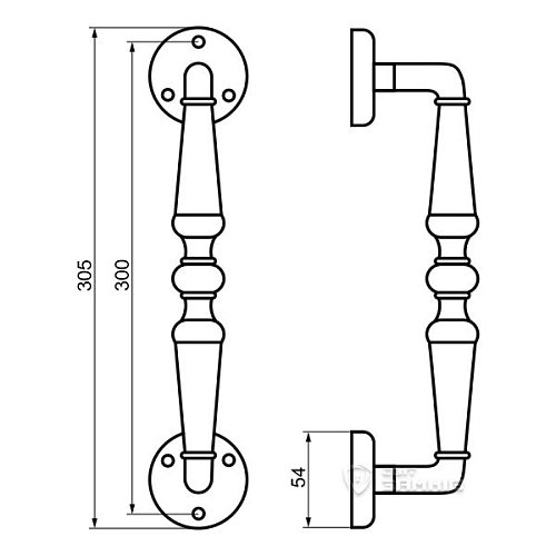 Ручка скоба TRION 00207 250 мм (половинка) SILVER античное серебро  - Фото №3