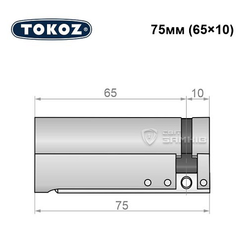 Цилиндр половинка TOKOZ Pro300 75 (65*10) никель матовый - Фото №6