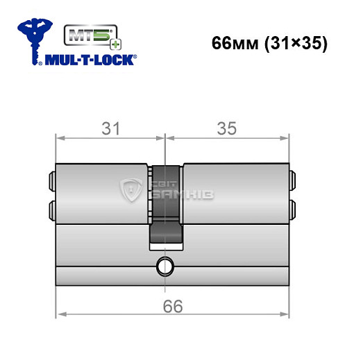 Цилиндр MUL-T-LOCK MTL800/MT5+ 66 (31*35) никель сатин - Фото №5