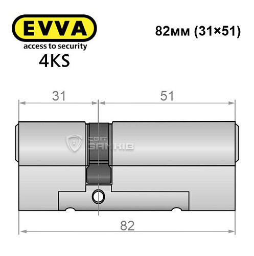 Цилиндр EVVA 4KS 82 (31*51) никель сатин 3 ключа - Фото №4