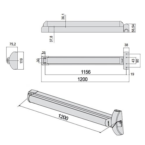 Антипаніка CISA eFAST 59751.00 електромоторна врізна червоний/чорний - Фото №16