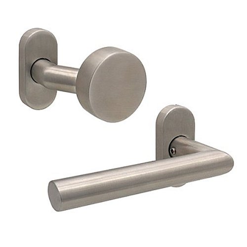 Ручки на розеті ABARO Lido FM фіксована-натискна нержавіюча сталь - Фото №1