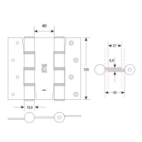 Петля барная ALDEGHI LUIGI 87AO125-40 125 мм ОА античная латунь - Фото №11