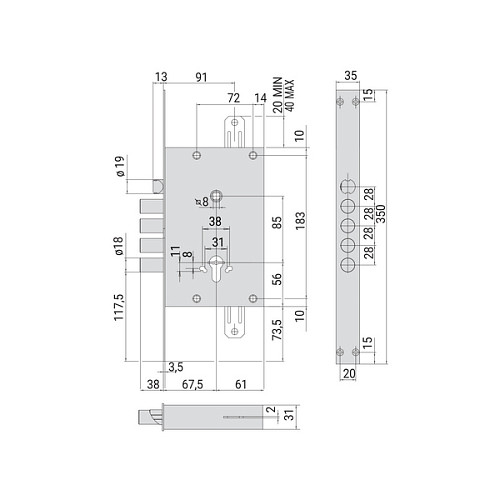 Механізм замка CISA 56835 Comfortlock (BS67,5*85мм) хром матовий - Фото №7