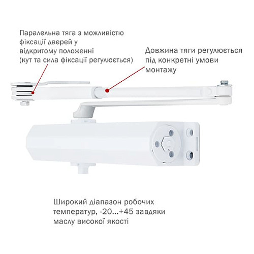 Дотягувач RYOBI DS-3550P BC/DA PRL HO з фіксацією до 100кг Білий - Фото №5