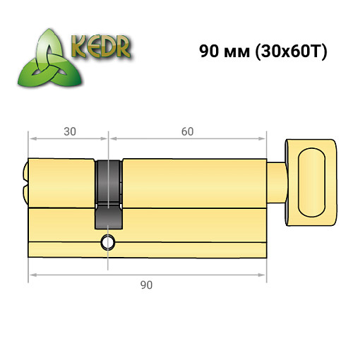 Цилиндр KEDR Brass 90T (30*60T) ZCG полированная латунь - Фото №8