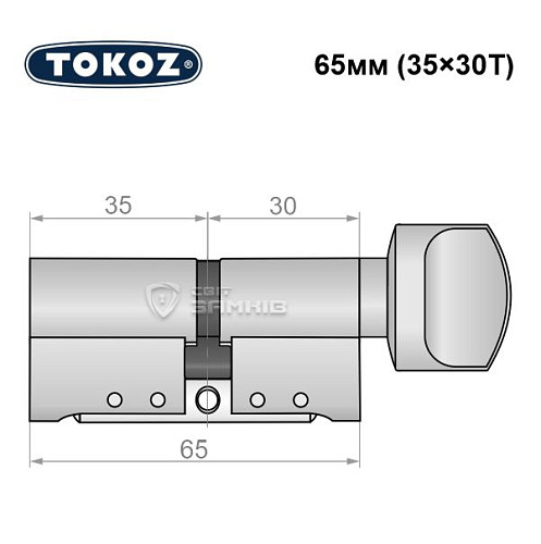 Цилиндр TOKOZ Pro300 65T (35*30T) никель матовый - Фото №5