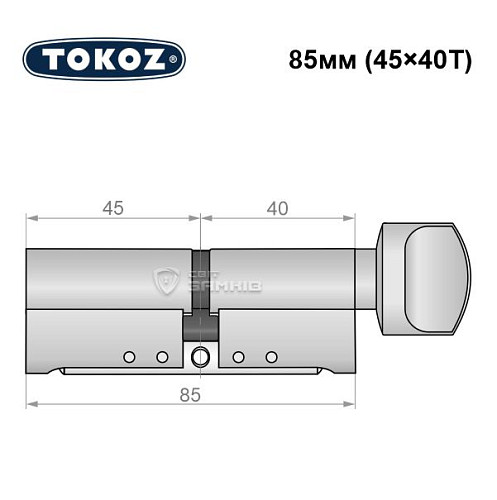 Циліндр TOKOZ Pro300 85T (45*40T) нікель матовий - Фото №6