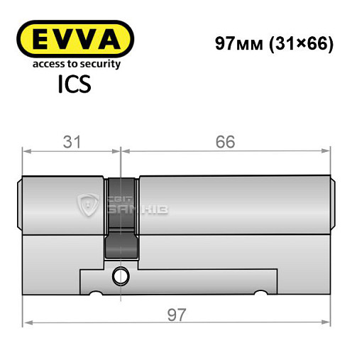 Цилиндр EVVA ICS 97 (31*66) никель сатин - Фото №6