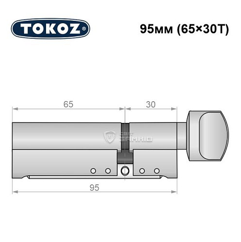 Циліндр TOKOZ Pro300 95T (65*30T) нікель матовий - Фото №6