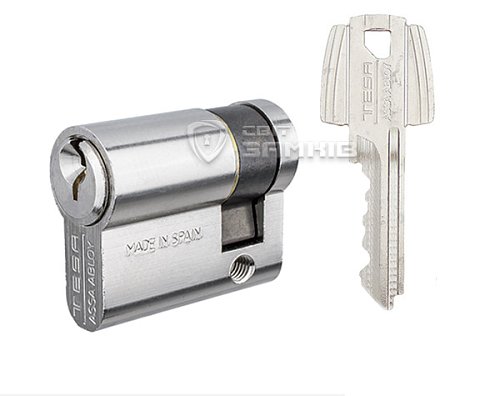 Циліндр половинка TESA TE5 40 (30*10) нікель сатин 3 ключа - Фото №1