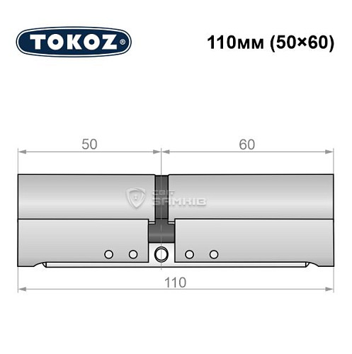 Циліндр TOKOZ Pro300 110 (50*60) нікель матовий - Фото №6