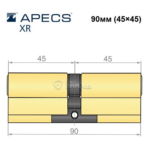Циліндр APECS XR 90 (45*45) латунь матова  - Фото №4