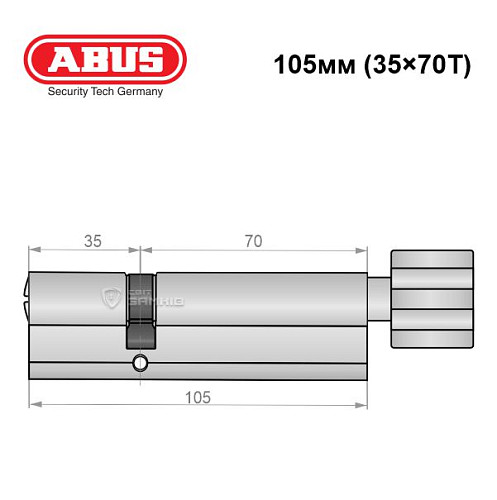 Циліндр ABUS X12R 105T (35*70T) нікель сатин - Фото №6