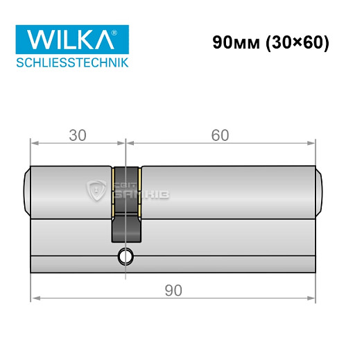Циліндр WILKA 1400 A 90 (30*60) нікель - Фото №7