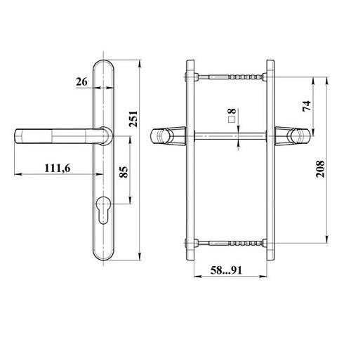 Ручки на планке ASTEX Antey DHS 85/26 с пружиной черный RAL9005 - Фото №5